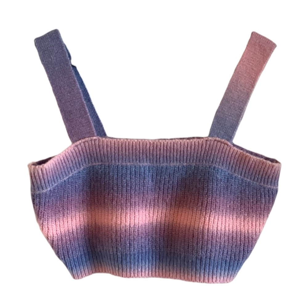 Bailey Rose Rainbow Crop Blue Pink Purple Medium Knit Tank Top Girly 90s Style